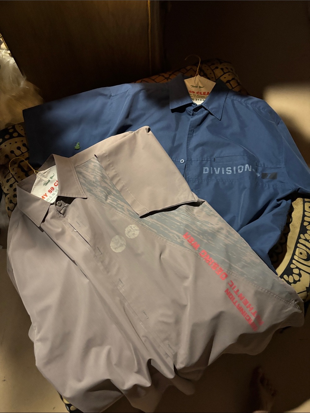 Men's Blue and Gray Graphic Short-Sleeve Shirts
